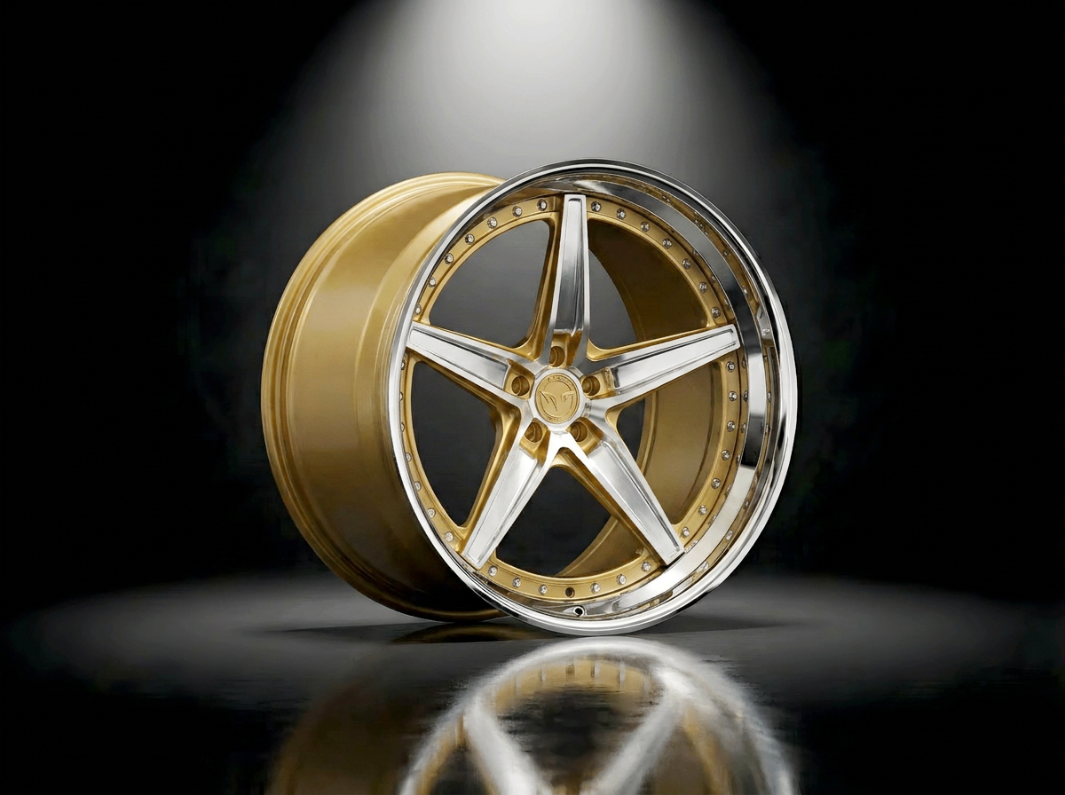 MONERO 10NE - XVI forged wheel — Polished Gold / Chrome Lip finish