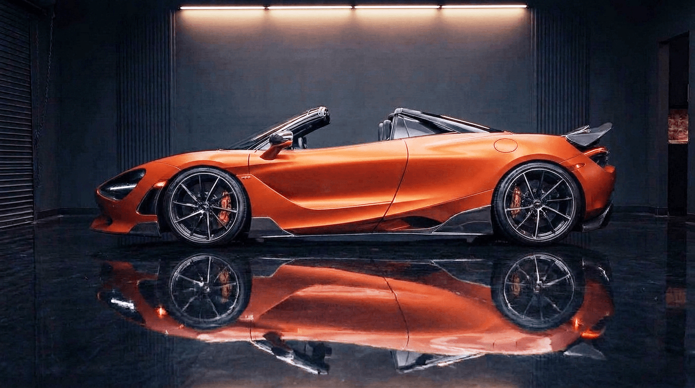 McLaren 750S Spider with dry carbon side skirts installed