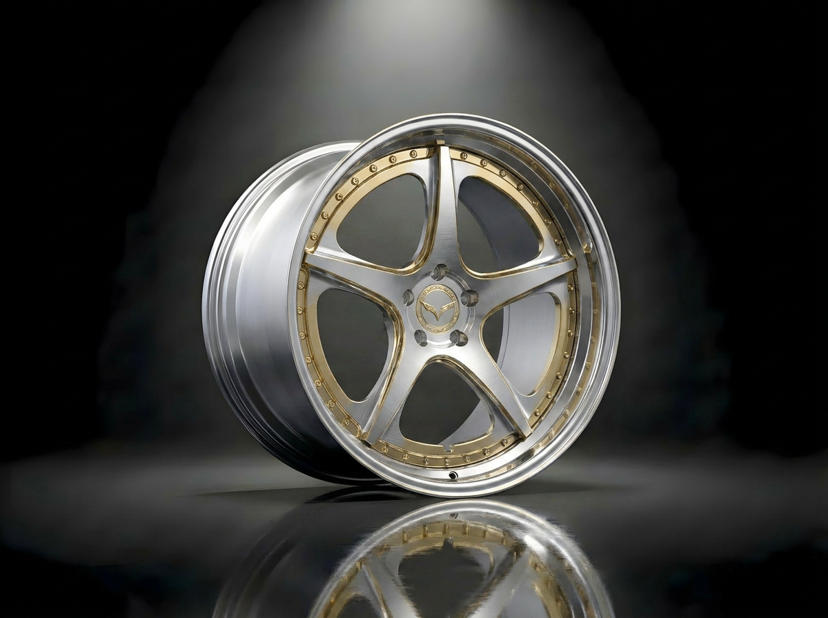 MONERO 10NE - V forged wheel — Polished Silver / Gold Hardware finish