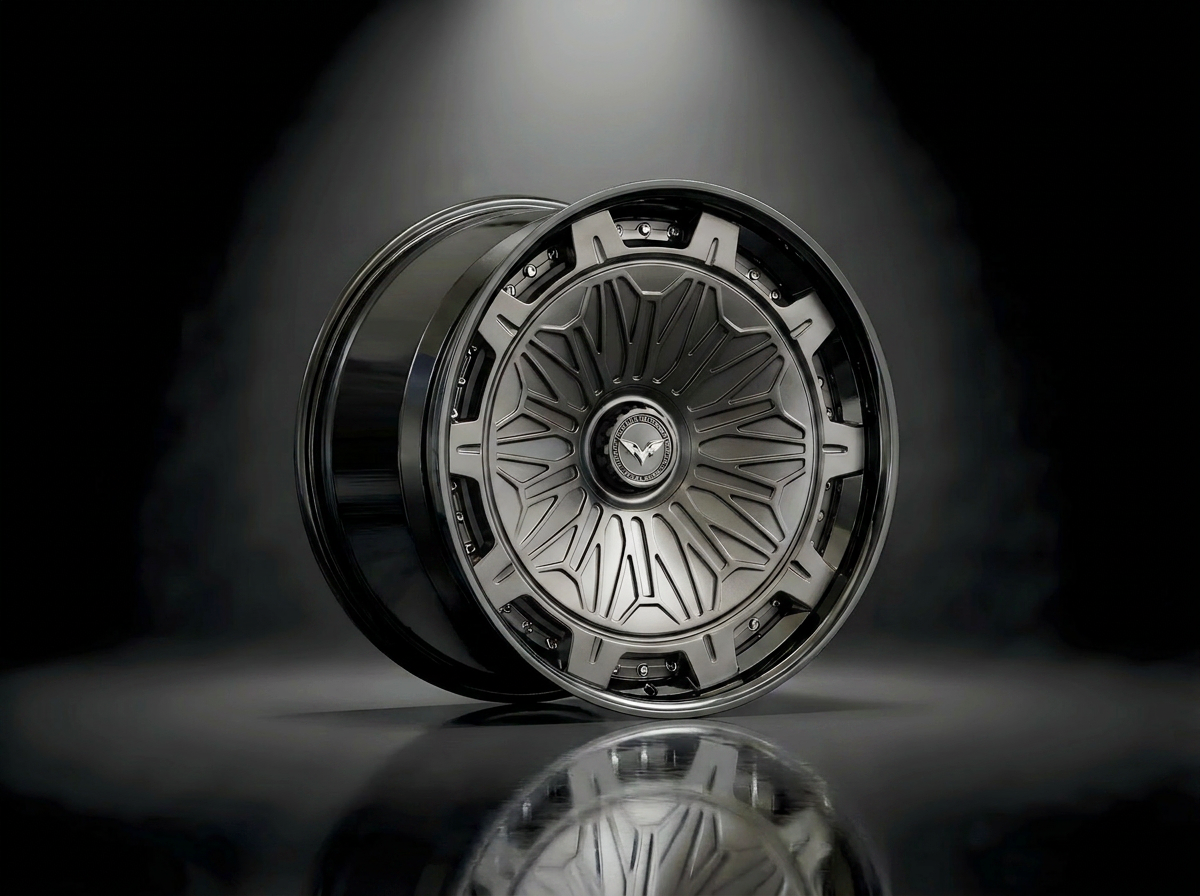 MONERO E1GHT - I forged wheel thumbnail 02 — Brushed Titanium / Gloss Black finish