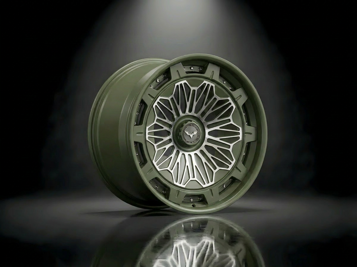 MONERO E1GHT - I forged wheel in Olive Green / Machined Face finish — bespoke variant 09