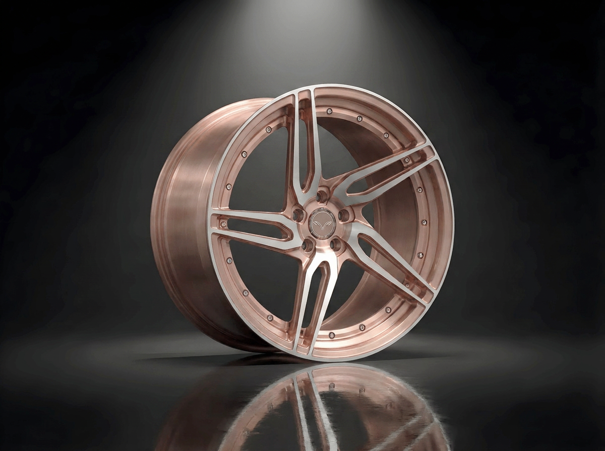 MONERO 10NE-XVII forged wheel in polished rose gold, mirror-finish multi-spoke design