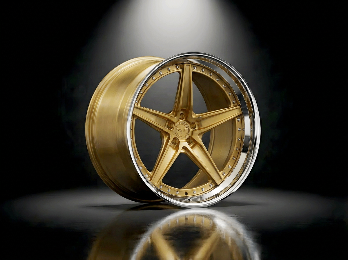 MONERO 10NE - XVI forged wheel — Brushed Gold / Polished Lip finish