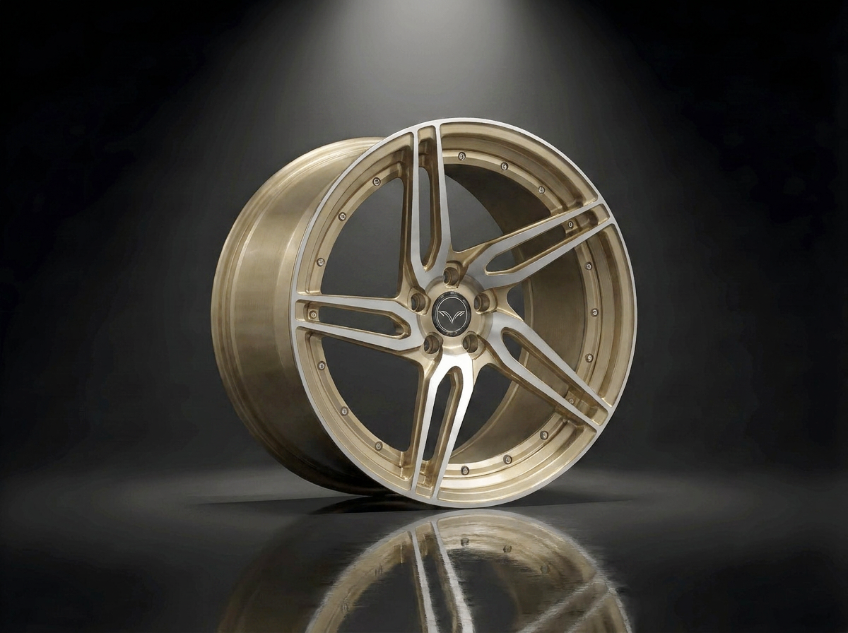 MONERO 10NE-XVII forged wheel in champagne gold with a machined face, luxury multi-spoke design