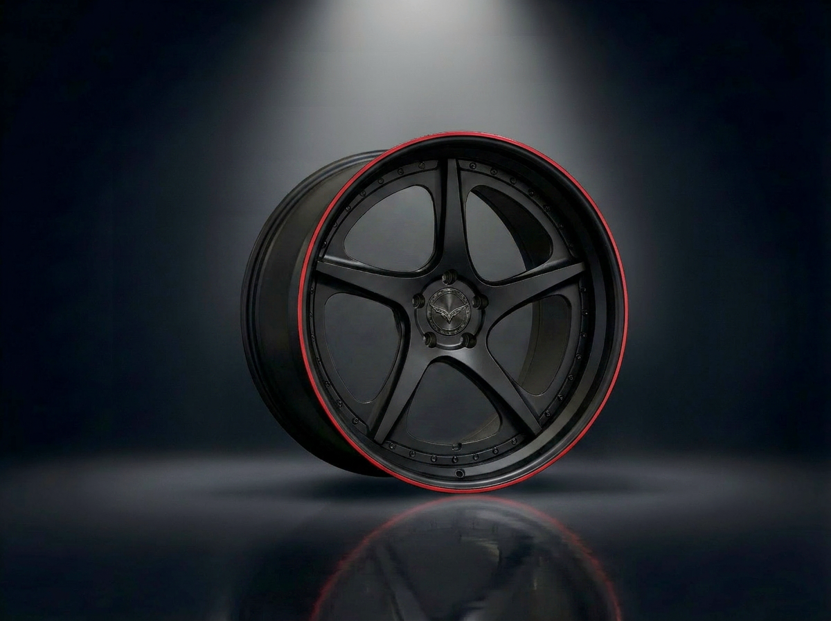 MONERO 10NE - V forged wheel — Satin Black / Red Lip finish