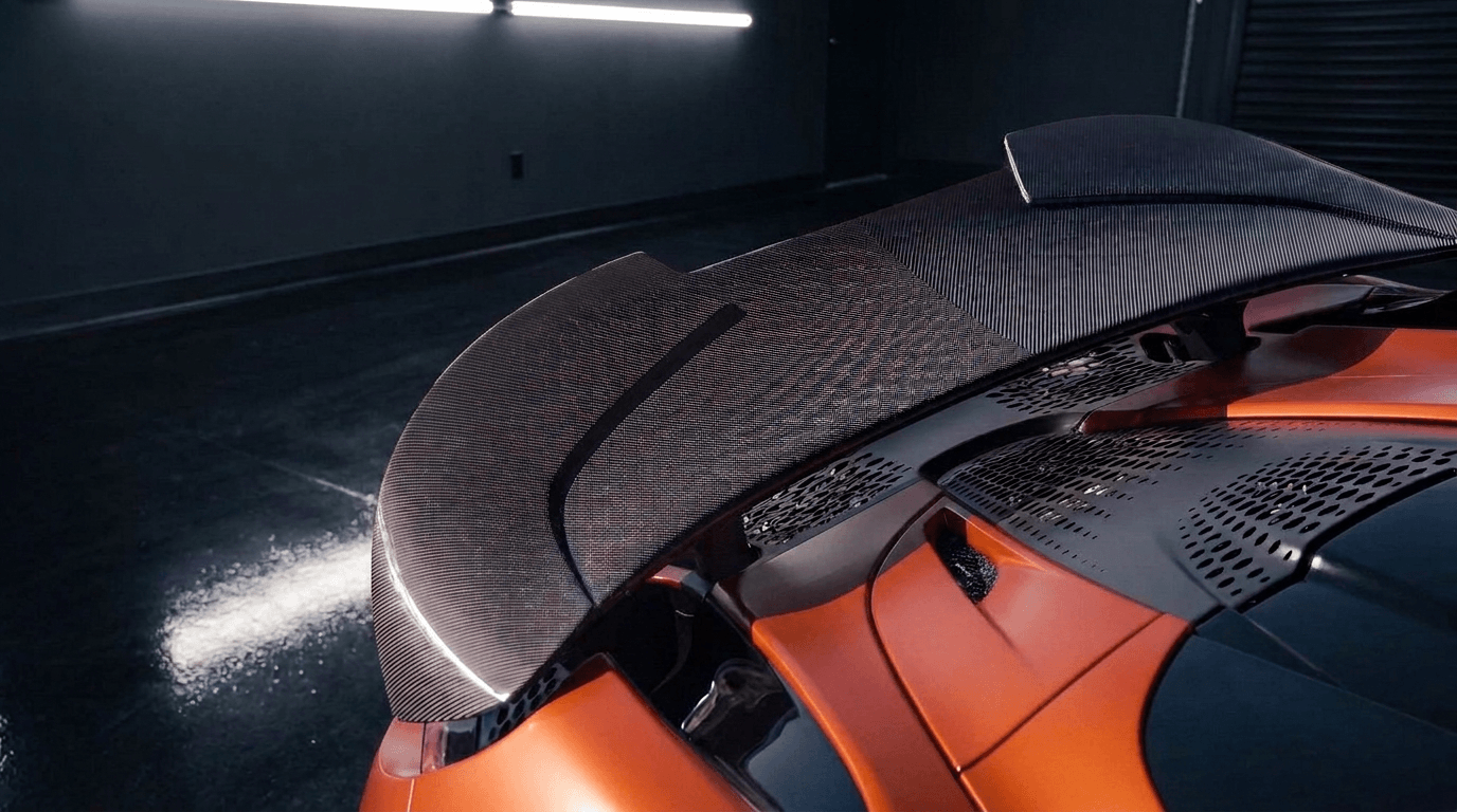 McLaren 750S with dry carbon rear wing installed