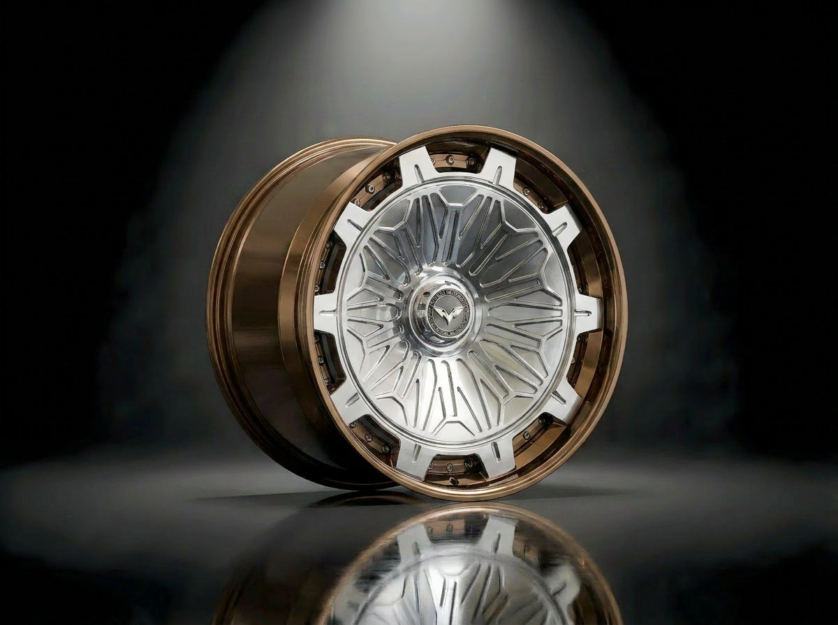 MONERO E1GHT - I forged wheel thumbnail 05 — Brushed Silver / Bronze Lip finish