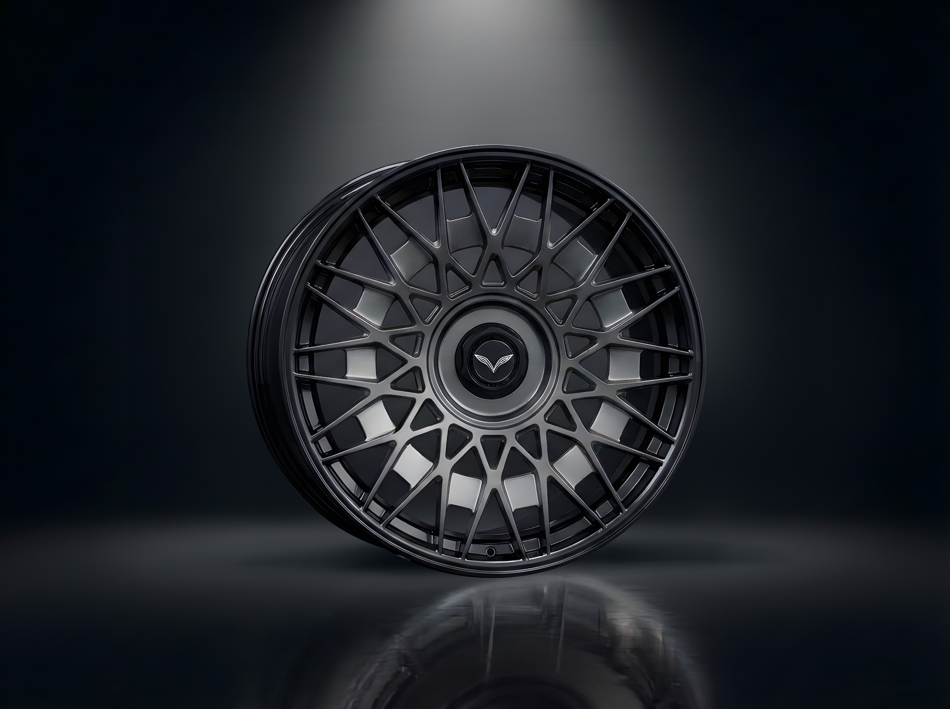 E1GHT - XLIV — Satin Black Mesh Cross-Weave